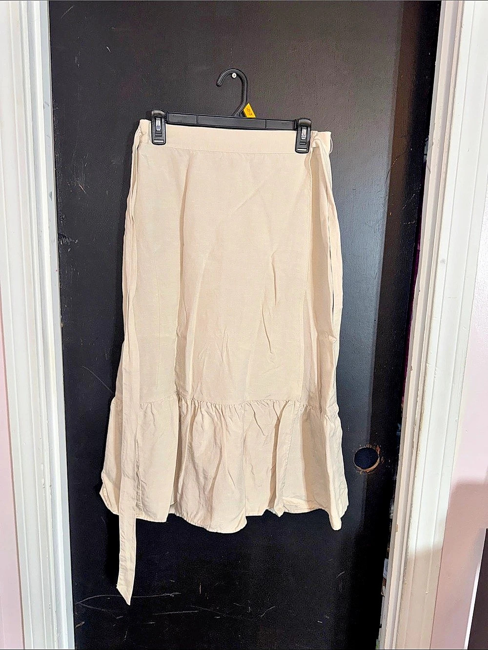 Cream Tiered Midi Skirt